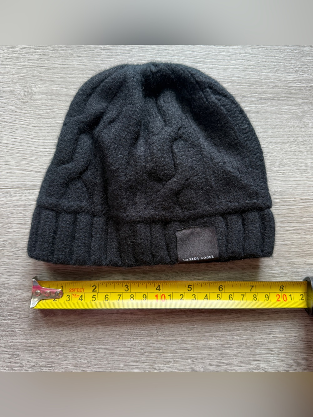 Canada Goose Black Cable-Knit Men's Beanie 100% wool made in Italy